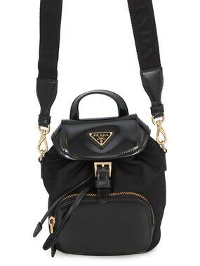 Prada Shoulder Bag Re-Nylon Backpack Nylon Leather Black